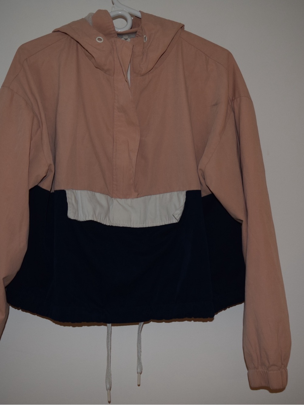 Forever 21 Y2K Cropped Color Block Hooded Windbreaker Anorak L